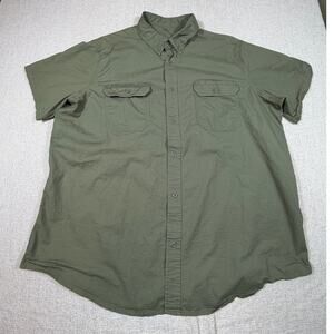 Brahma Mens 3XL Green Ripstop Short Sleeve Button Front Collared Work Shirt Wear